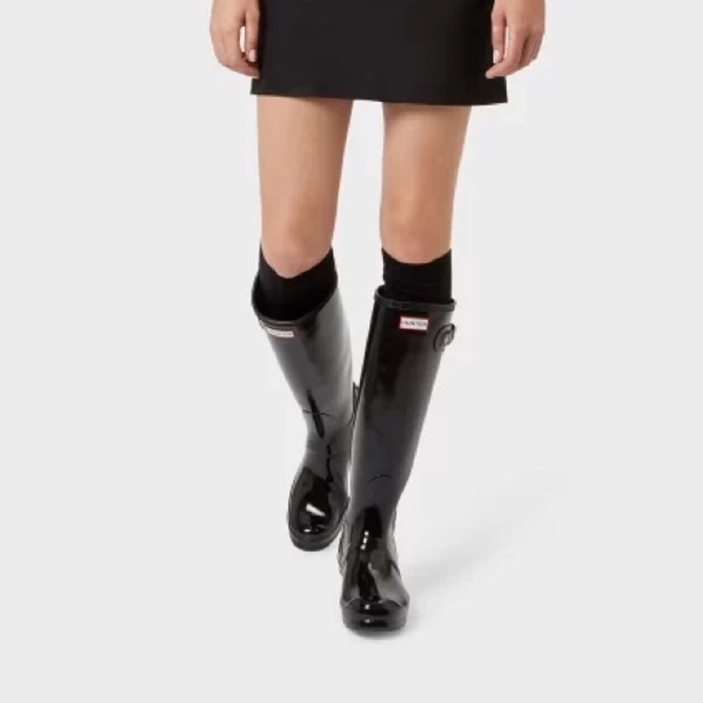 Hunter Black Original Tall Gloss Rain Boots NWOT